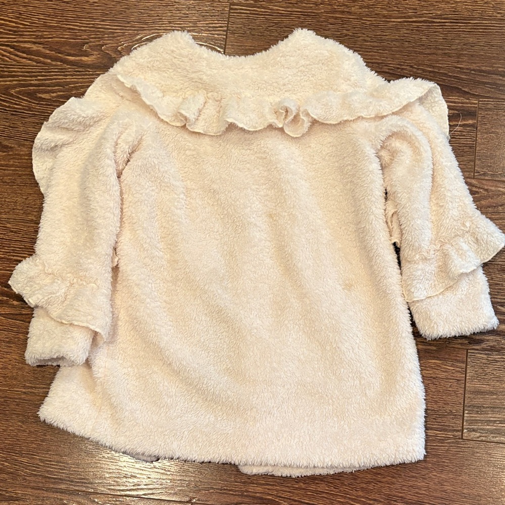 Cream Fuzzy Ruffle Sleeve Jacket - Picture 9 of 11